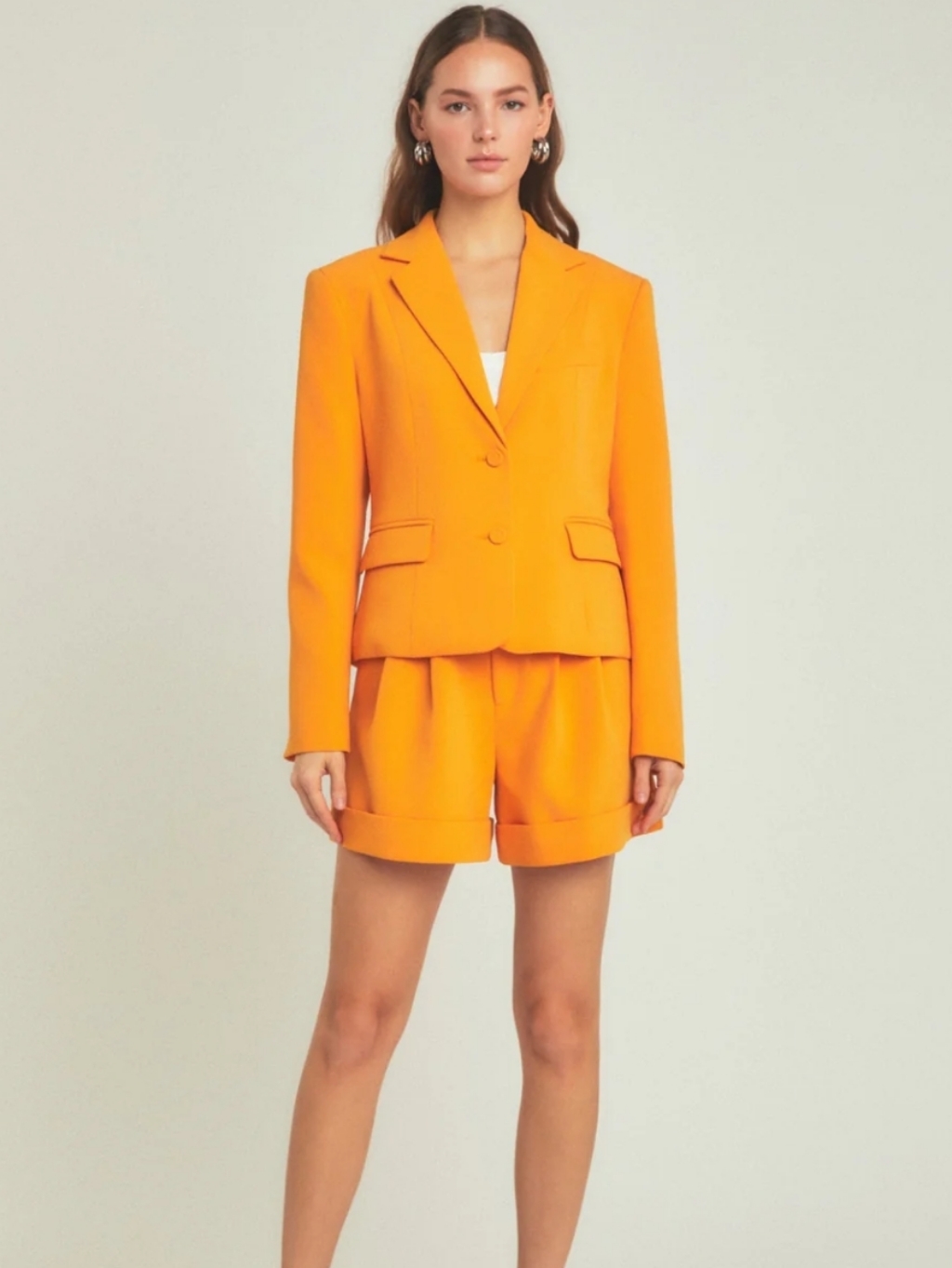Endless Rose 2 Button Tailored Blazer In Clementine